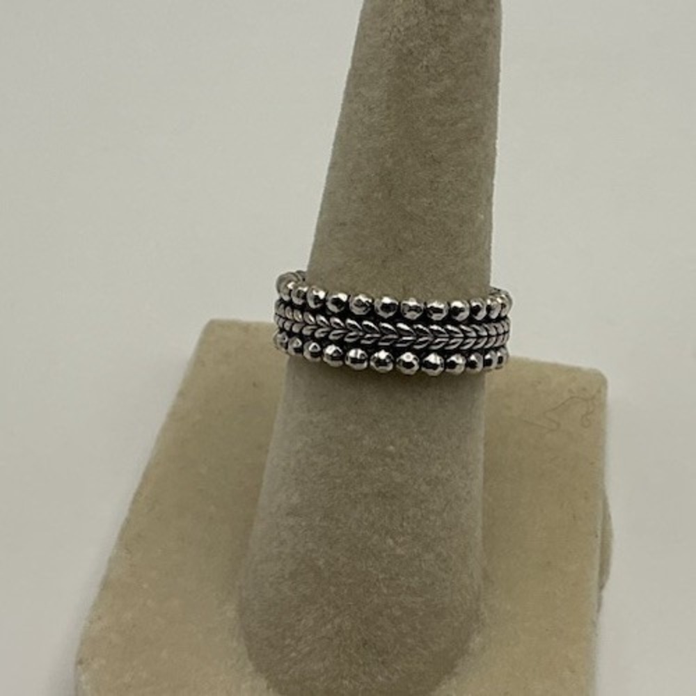 JAI Sterling Silver Basketweave Shimmer Bead Band Ring Size 5 J446635 925